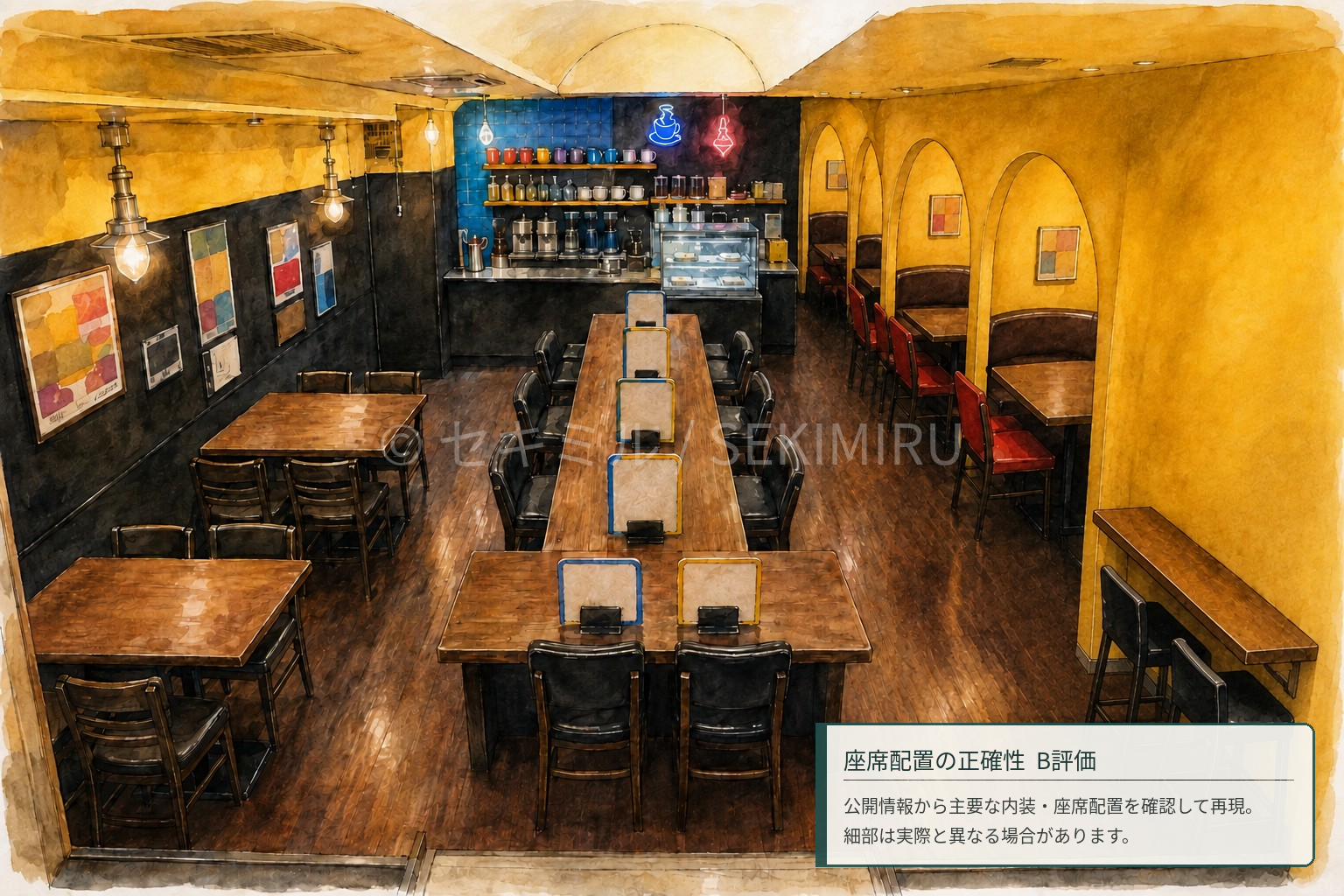 BUCYO COFFEEの店内水彩イメージ